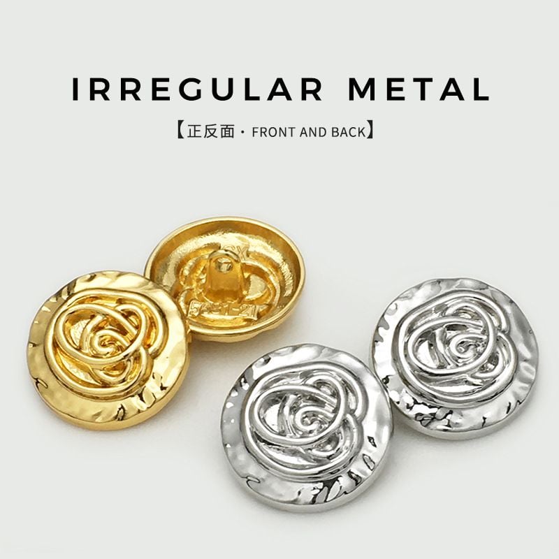 Retro Irregular Pleated Surface Metal Buttons