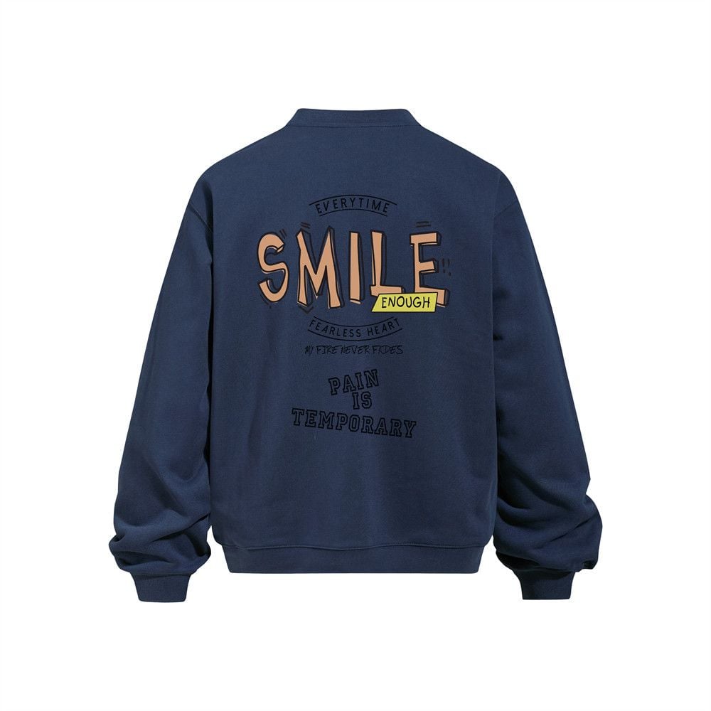 Men Vibe Streetwear Crew Neck Sweatshirt, American‑Style Creative Letter Print, Loose Casual Sport Pullover for Spring Autumn