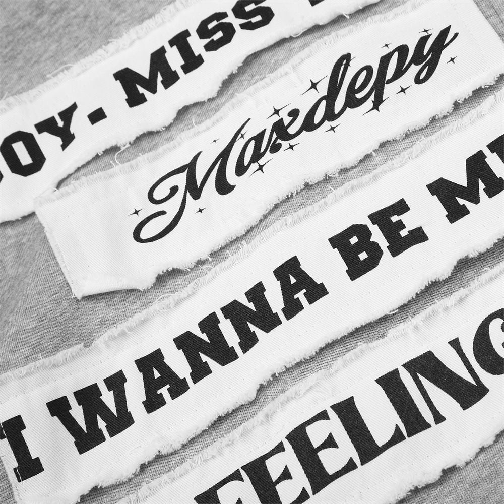 Men Niche Design Streetwear Hoodie Jacket, Distressed Letter Applique Embroidery Loose Casual Sweatshirt for Spring Autumn