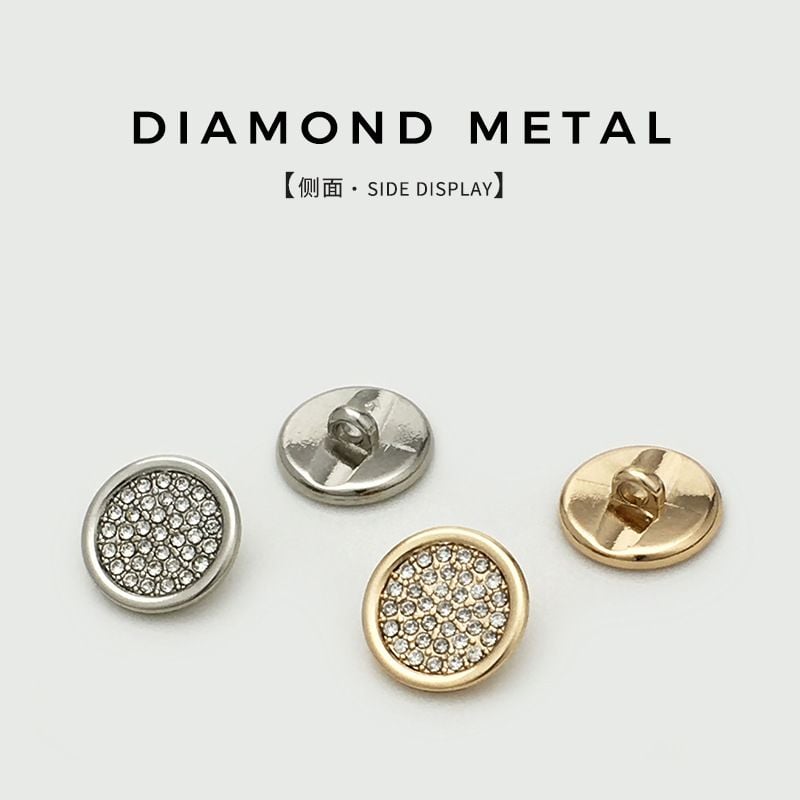 Exquisite Rhinestone Inlaid Stem Round Buttons, Premium Garment Fasteners