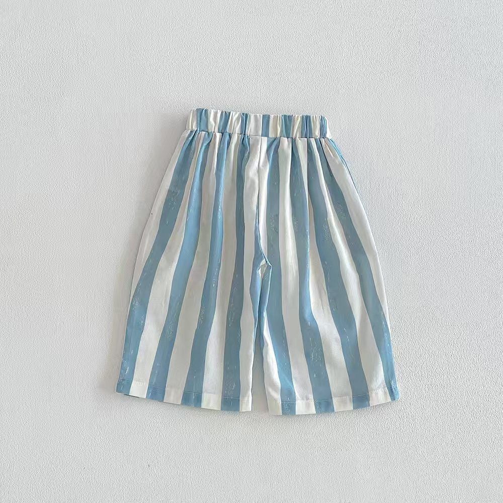Striped Wide Leg Pants for Boys & Girls, Breathable 7/8 Length Sports Pants for Spring Summer Autumn