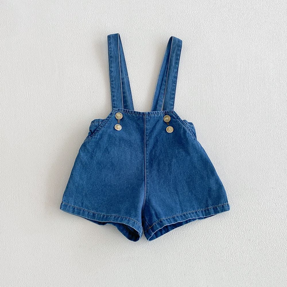 Baby Plaid Linen Cotton Denim Overalls, All-match Casual Romper for 2026 Spring & Summer