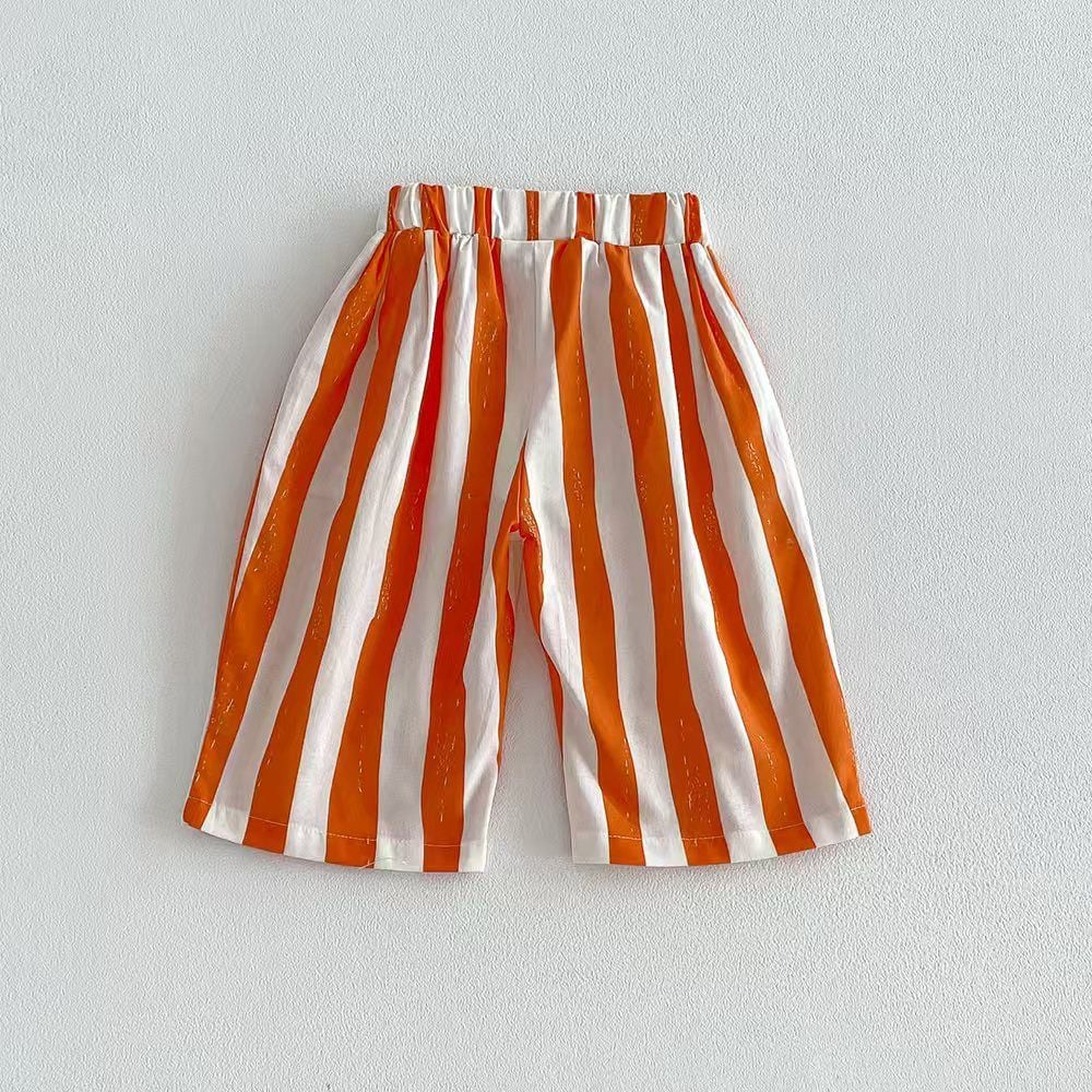 Striped Wide Leg Pants for Boys & Girls, Breathable 7/8 Length Sports Pants for Spring Summer Autumn