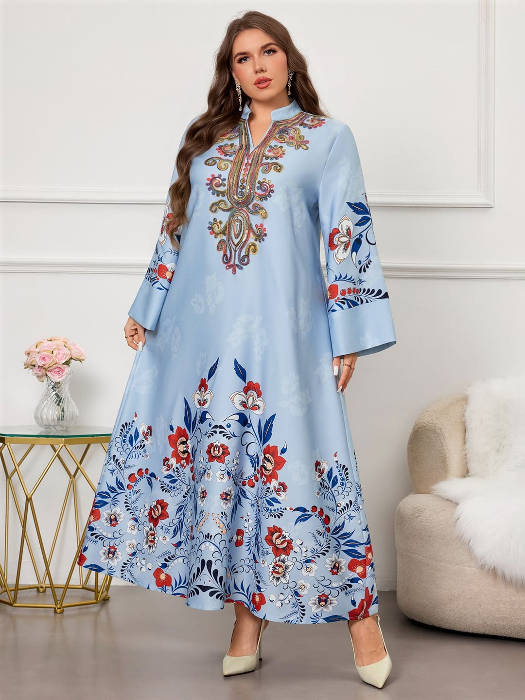 Plus Size Ethnic Style Loose Long Dress