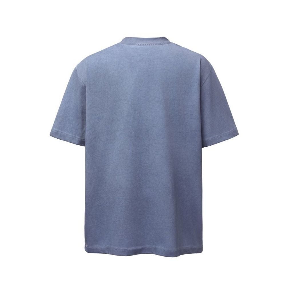 Men's loose casual short-sleeve T-shirt with letter spray paint & vintage dirty wash finish