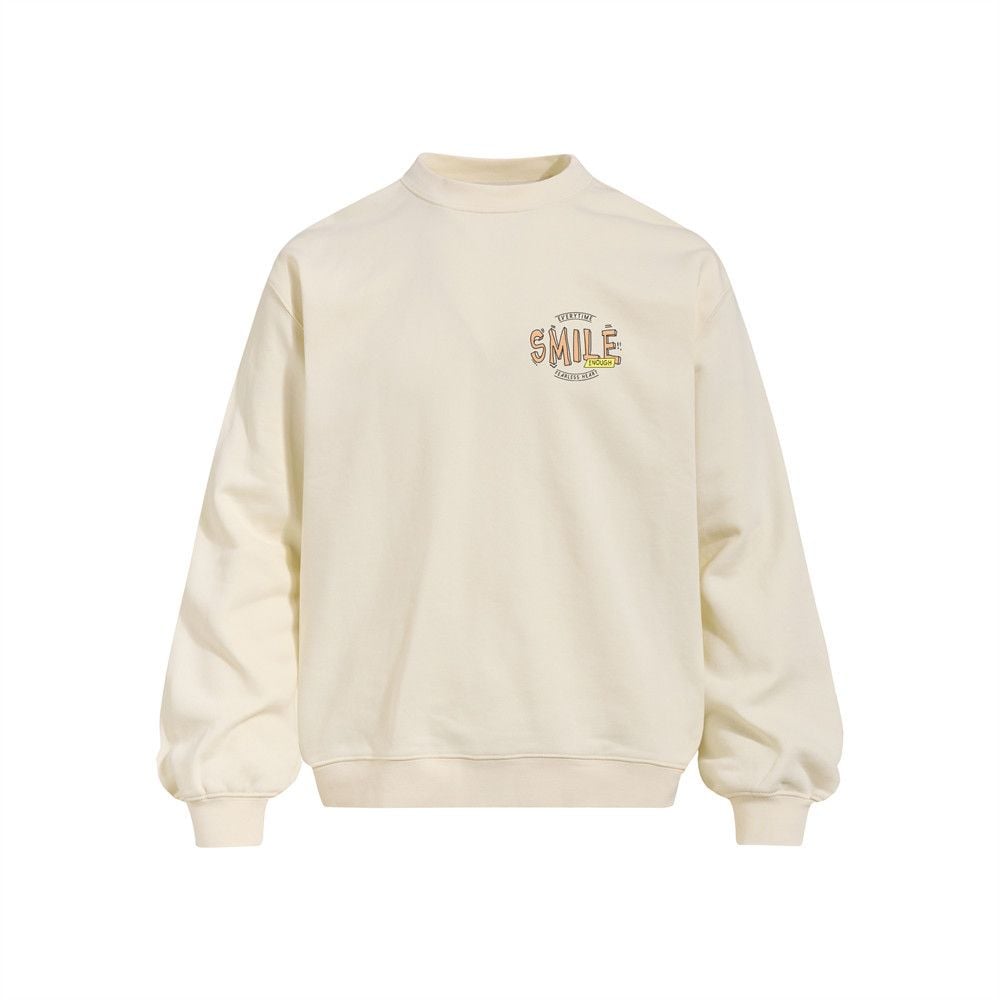 Men Vibe Streetwear Crew Neck Sweatshirt, American‑Style Creative Letter Print, Loose Casual Sport Pullover for Spring Autumn