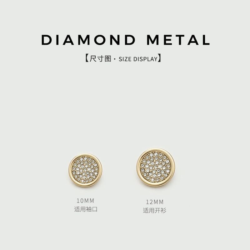 Exquisite Rhinestone Inlaid Stem Round Buttons, Premium Garment Fasteners
