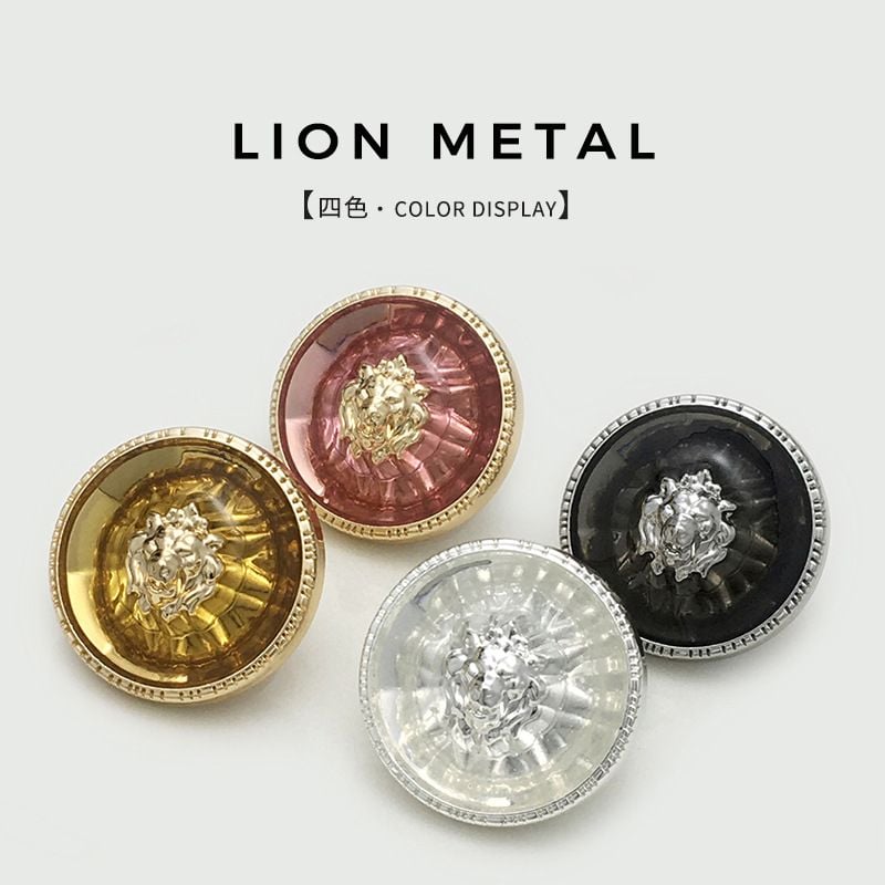 Vintage Lion Head Round Buttons, Luxury Metal & Transparent Resin Material