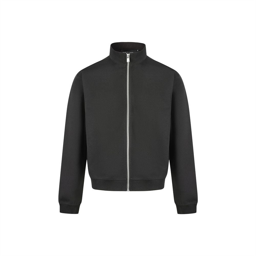 Men’s Stand‑Collar Zip‑Up Hoodie, Solid Color Loose Streetwear Short Jacket