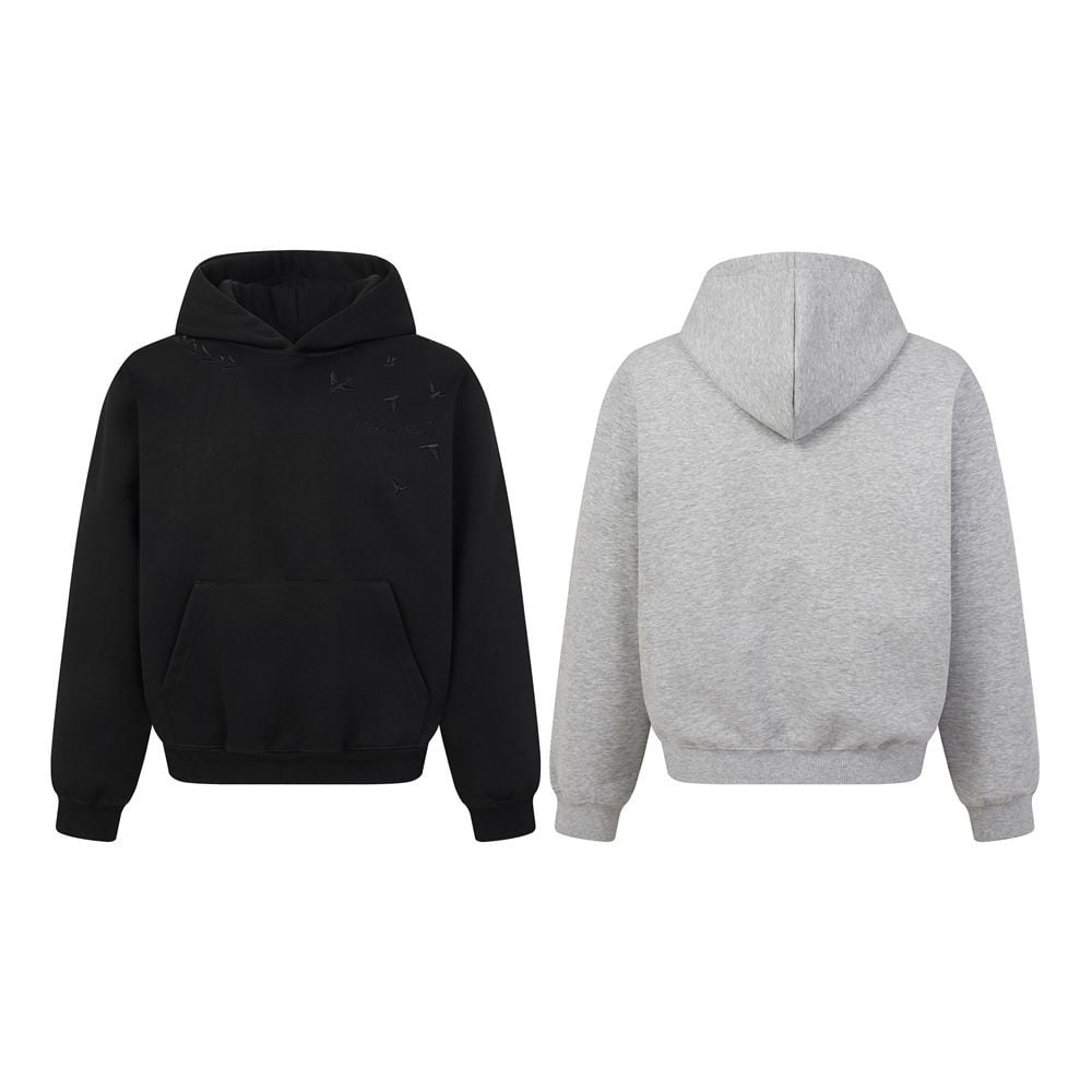 Men Street‑Style Pullover Hoodie, Unique Floral Embroidery Design, Loose Casual Sweatshirt for Spring and Autumn
