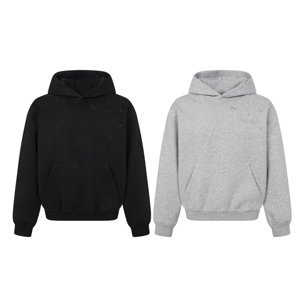 Men Street‑Style Pullover Hoodie, Unique Floral Embroidery Design, Loose Casual Sweatshirt for Spring and Autumn