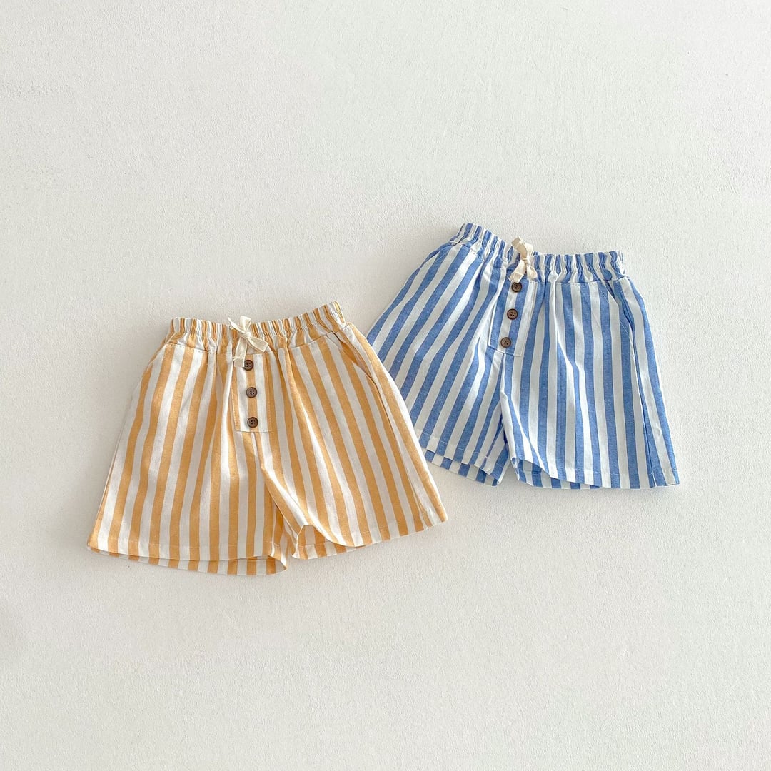 Boys Striped Drawstring Beach Shorts, Loose Pocket Shorts, Casual Daily Wear for Toddlers