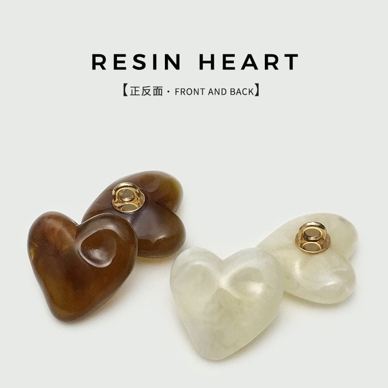 White Resin Irregular Concave-convex Surface Heart Buttons