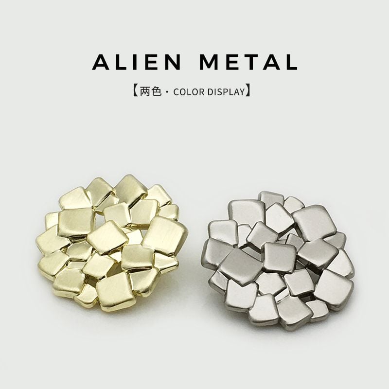Unique irregular square hollow metal button