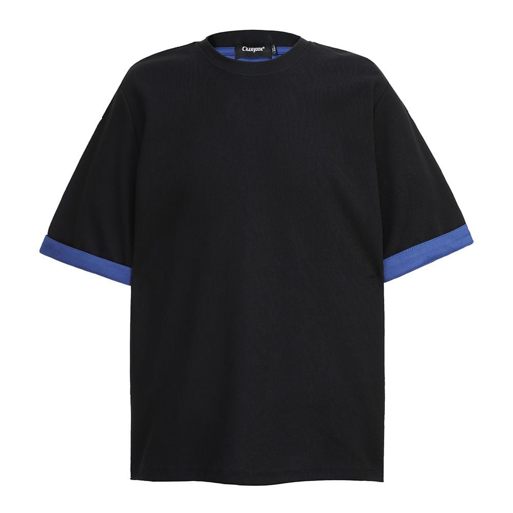 Men's Color Block Spliced Short Sleeve T-Shirt, Summer Loose & Versatile