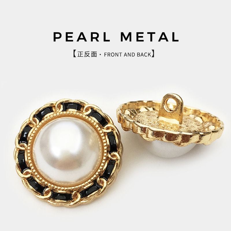Vintage Round Chain Buttons, Premium Pearl Design for Cashmere Garments