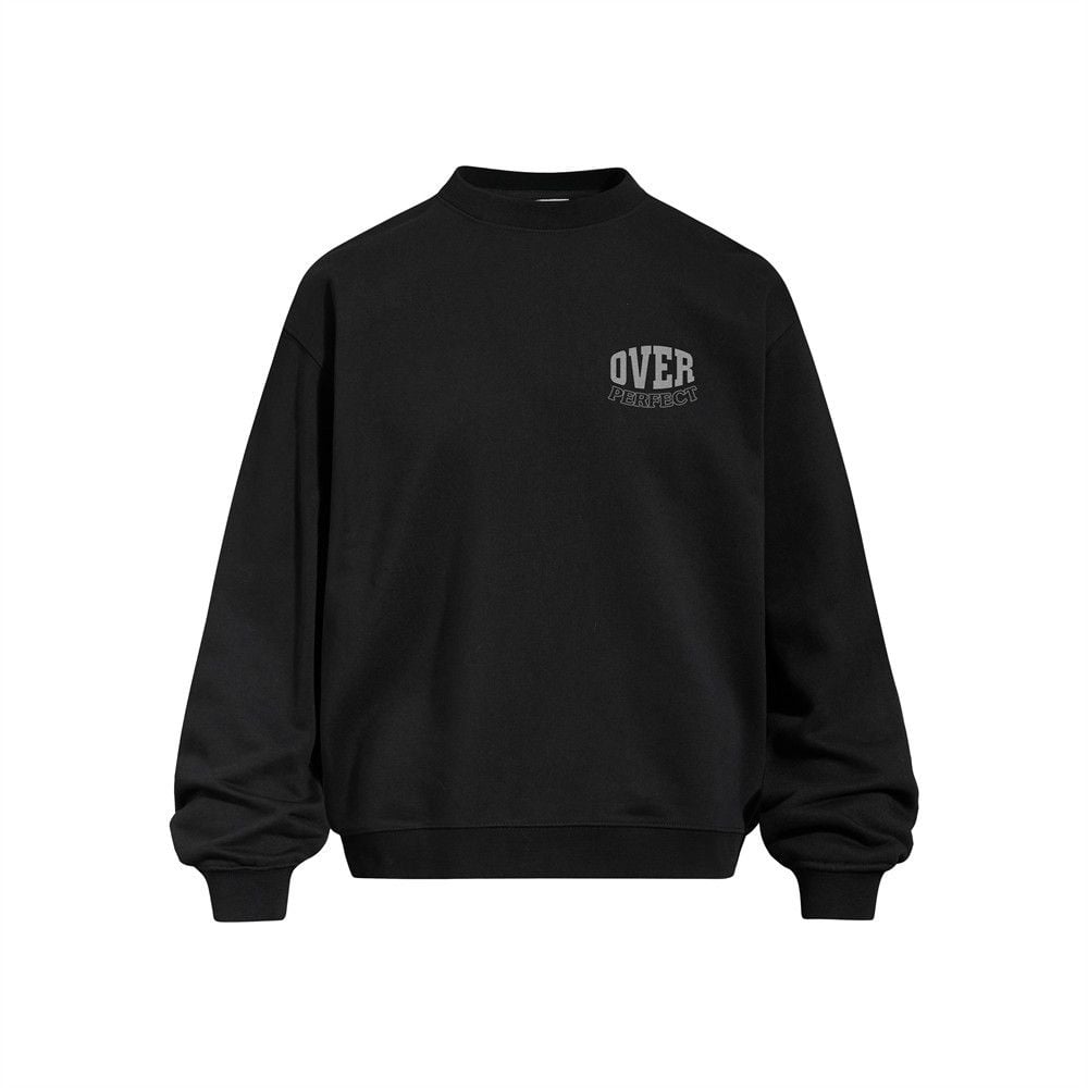 Men American‑Style Letter Print Crew Neck Pullover Sweatshirt, Heavyweight 420G Long‑Sleeve Street‑Wear Casual Sport Top for Spring Autumn
