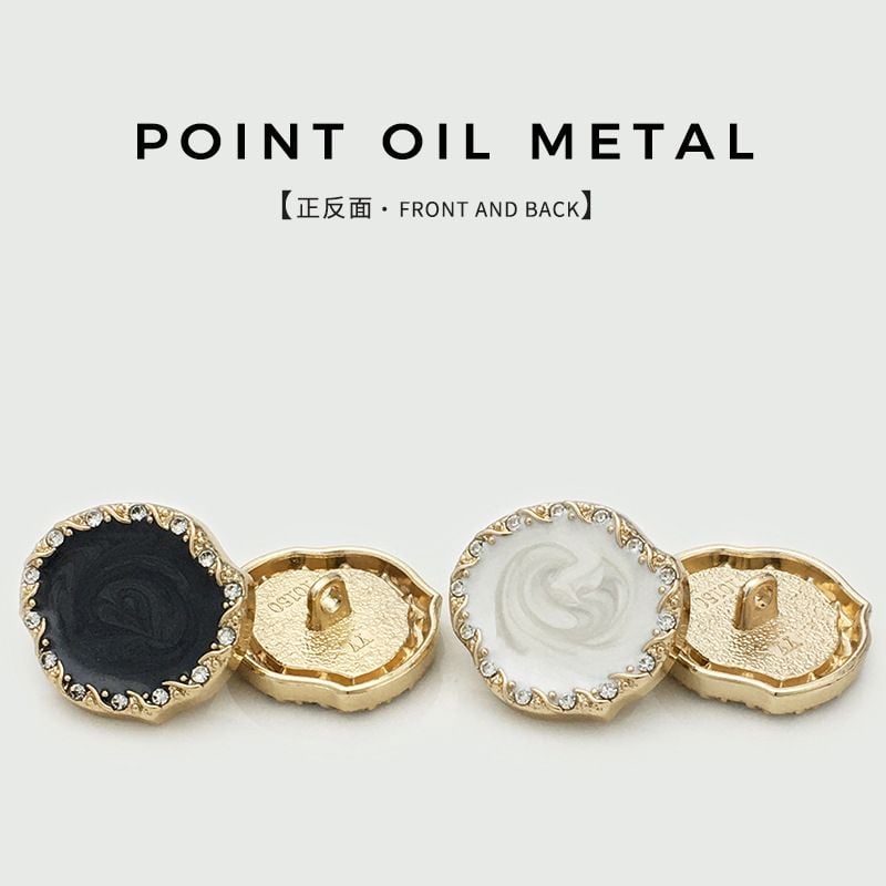 Metal Buttons With Rhinestone Edge, Irregular Design