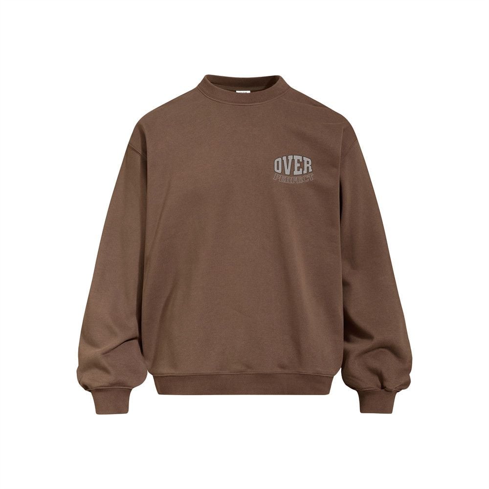 Men American‑Style Letter Print Crew Neck Pullover Sweatshirt, Heavyweight 420G Long‑Sleeve Street‑Wear Casual Sport Top for Spring Autumn