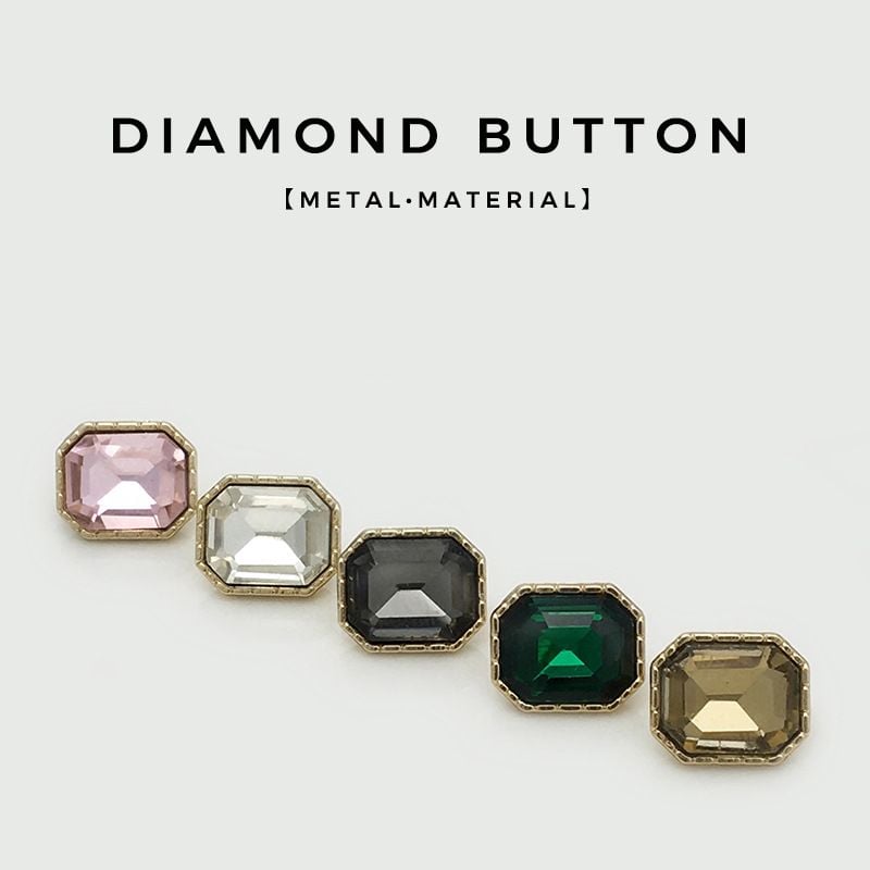 Minimalist Metal Rectangular Rhinestone Buttons