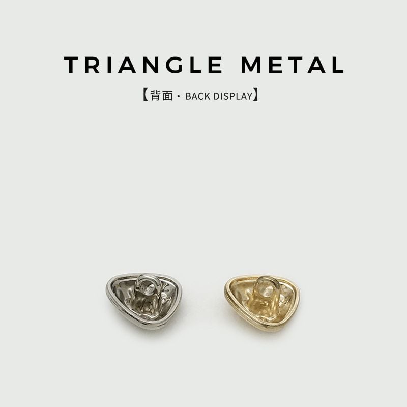 Irregular Triangular Metal Buttons with Concave-Convex Embossed Surface