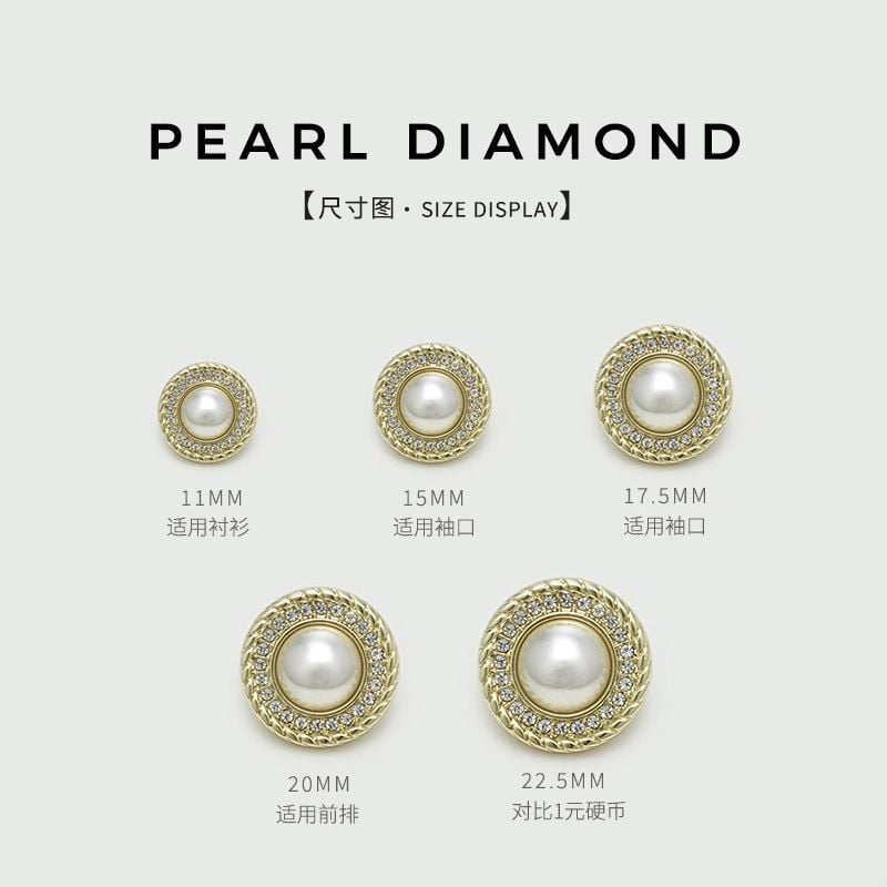 High-end Pearl Rhinestone Metal Coat Buttons