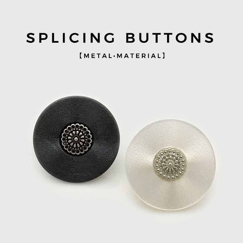 Classic Black & White Resin Buttons, Round Metal Floral Center Buttons