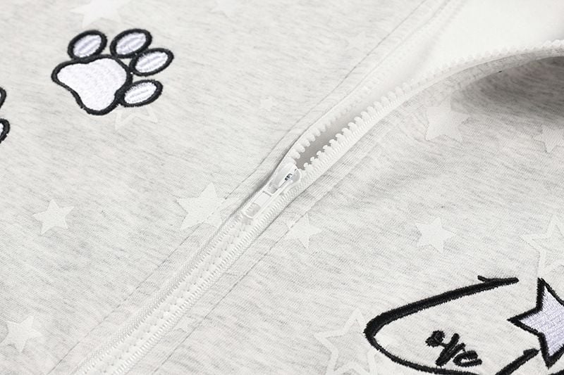 Hip Hop Star Printed Loose Zip Up Jacket, Men's Casual Cartoon Patch Pocket Stand Collar Sweatshirt Coat