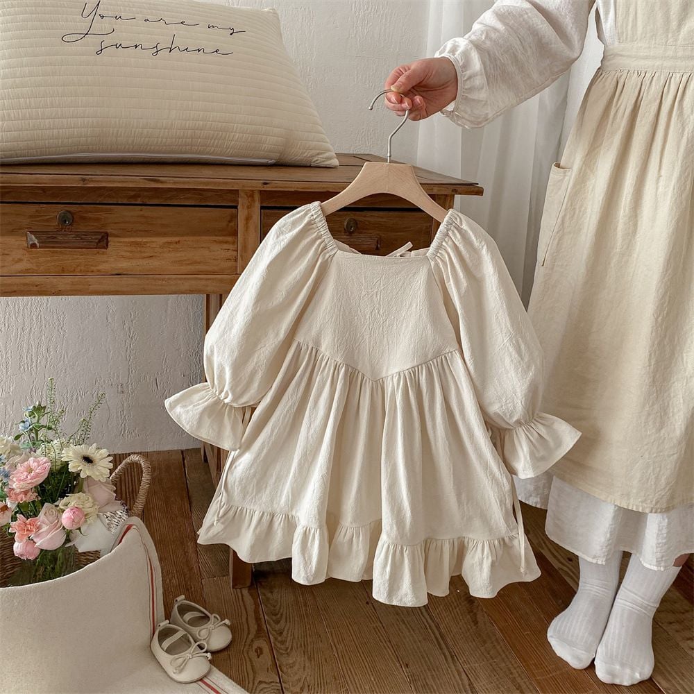 Lolita Princess Dress for Girls, Bow Decor Backless Design, Ruffle Trim, New Style for Spring & Autumn