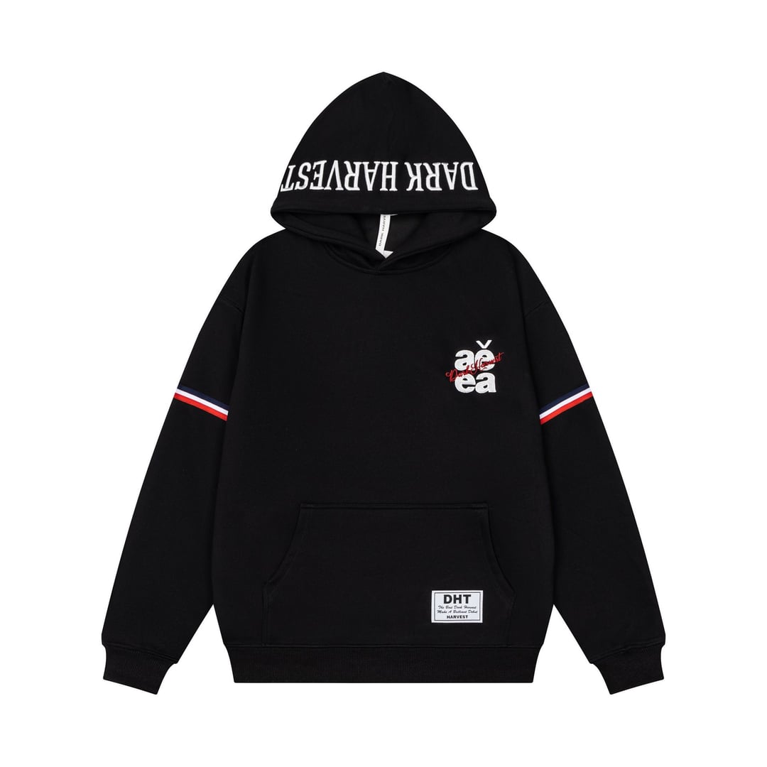 Men's American Streetwear Pullover Hoodie, 3D Raised Letter Embroidery, Loose Oversized Casual Sweatshirt for Spring & Autumn