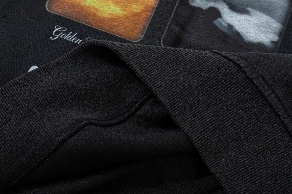 Men Creative 9‑Grid Graphic Print Pullover Hoodie, Washed Loose Hip‑Hop Street‑Style Sweatshirt for Spring Autumn