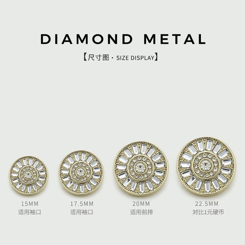 Luxury Sunflower Rhinestone Metal Buttons