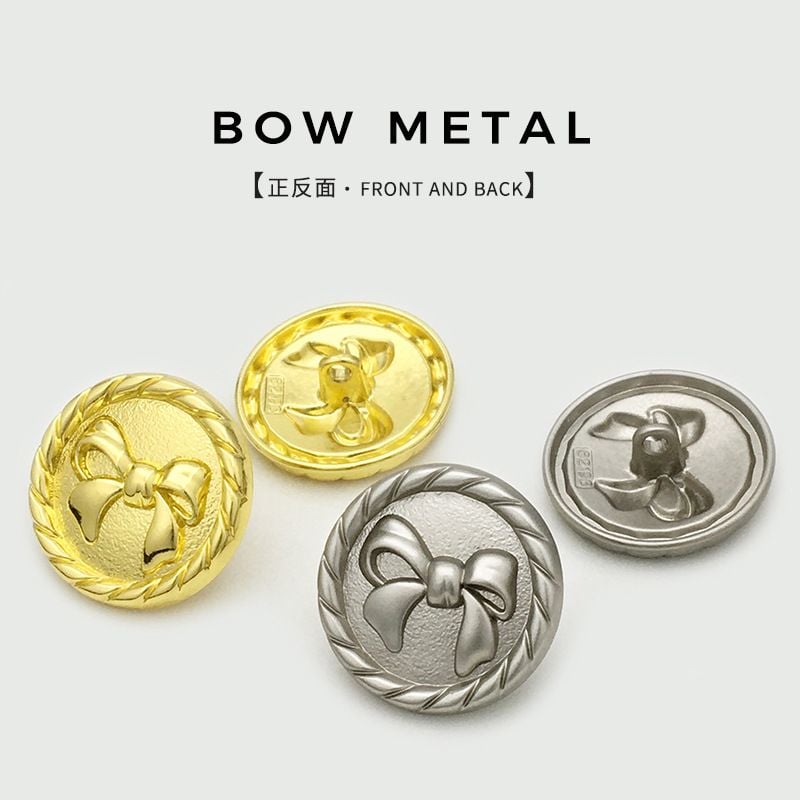 Bowknot Decor Round Metal Garment Buttons