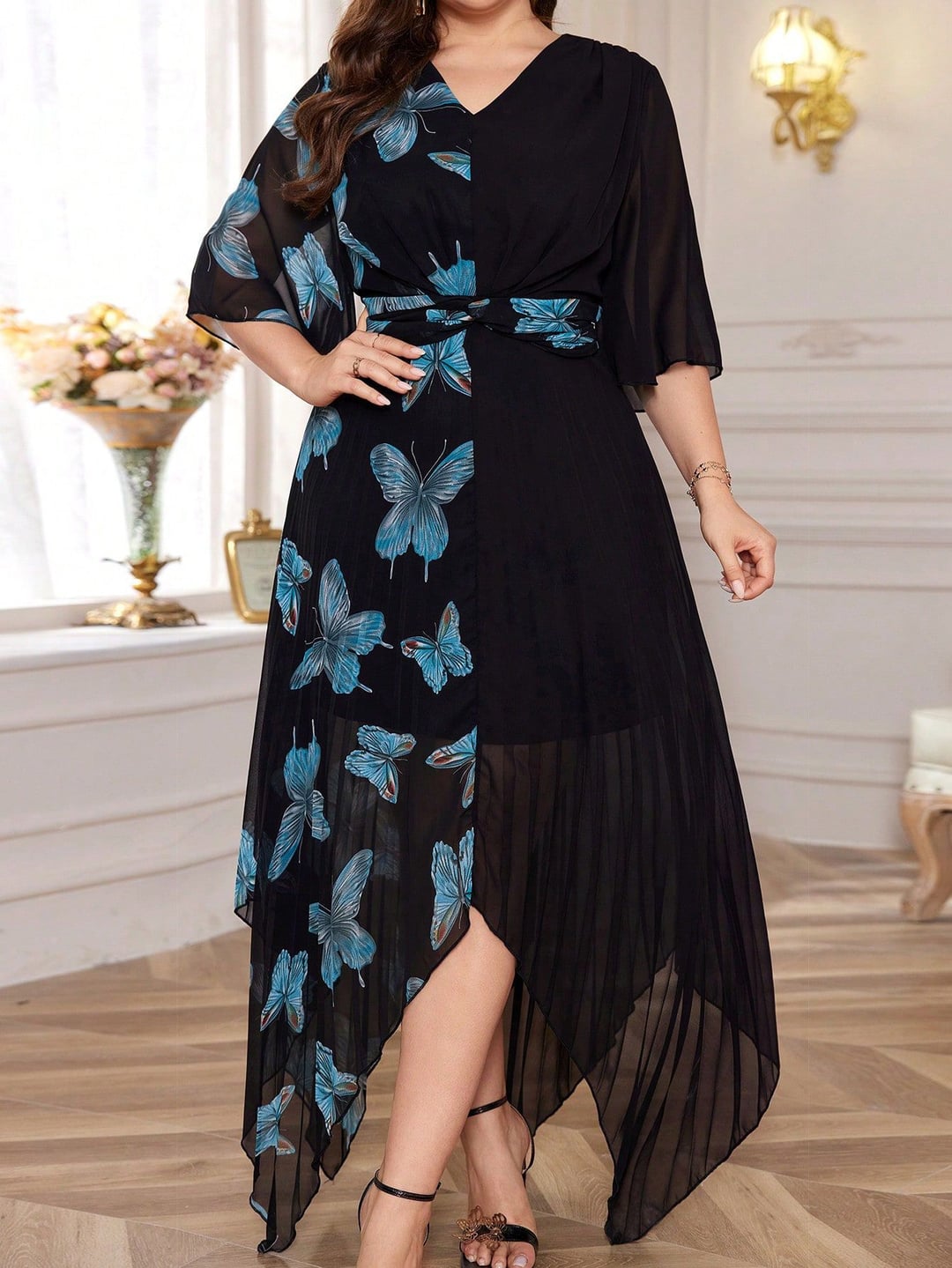 Printed Plus Size Maxi Dress Women Loose With Belt