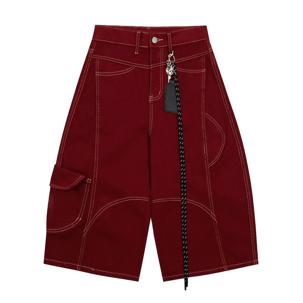 Men's Summer Loose Fit Cargo Shorts With Piping & Pendant Decoration