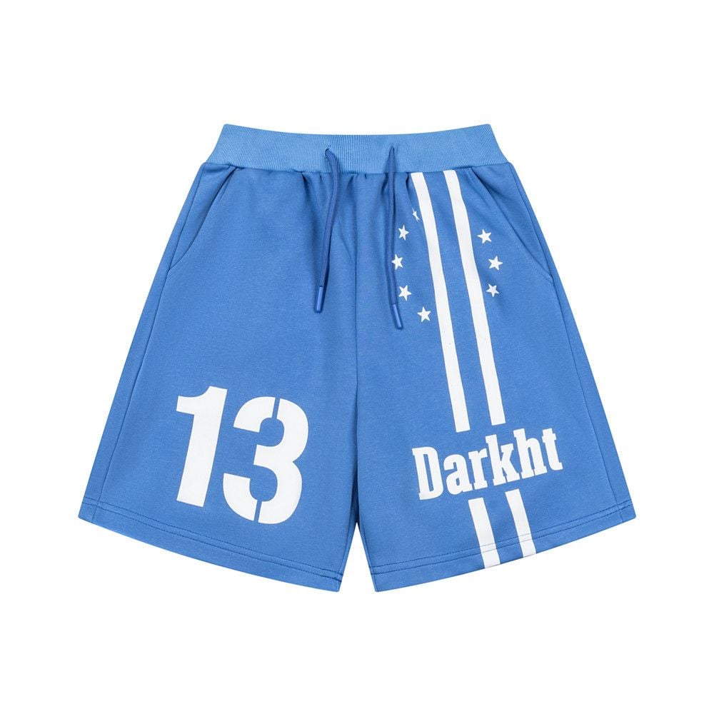 Men’s Summer Trendy Athletic 4‑Inch Shorts, No.13 Number Print, Elastic Waistband, Loose Wide‑Leg Casual Streetwear Shorts