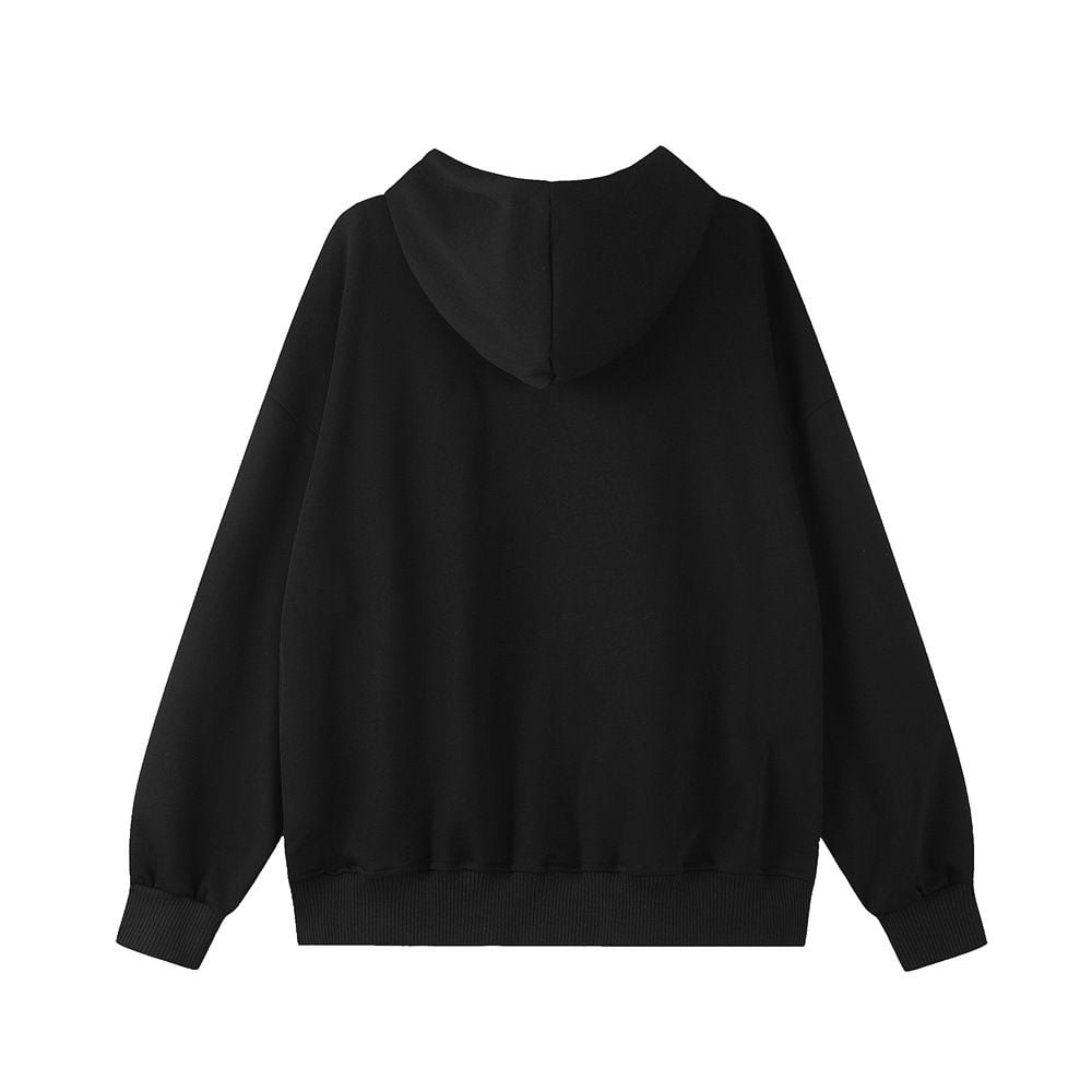 Men High‑Street Unique Design Hoodie Jacket, Star Sequin Embroidery Two‑Way Zipper Loose Casual Sweatshirt for Spring Autumn