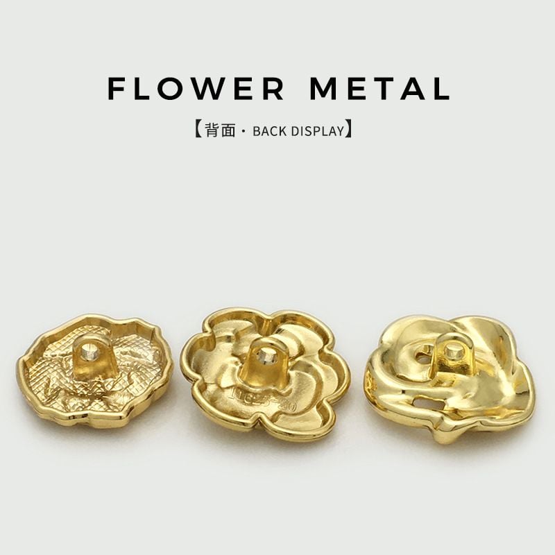 Vintage Camellia Flower Metal Buttons