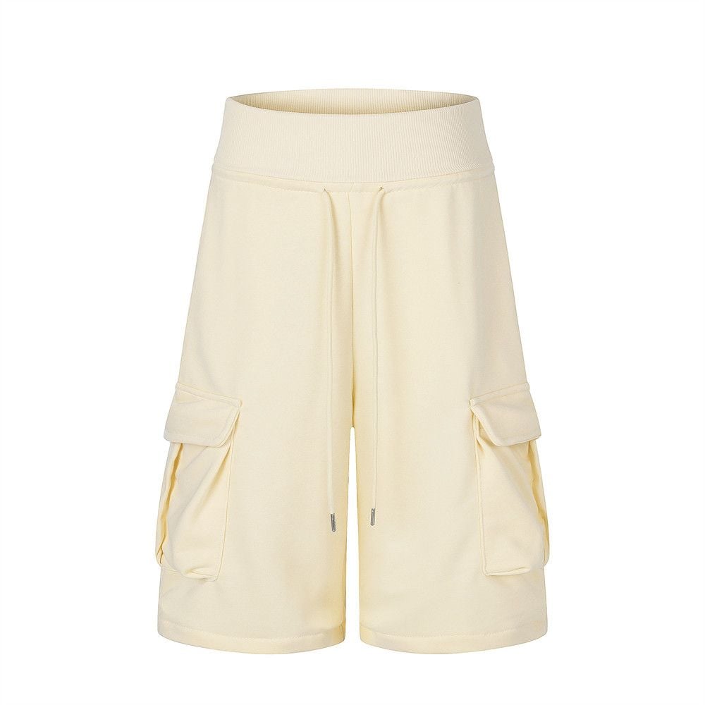 Men's Summer Solid Color Loose Vibe Trendy Cargo Seven-Point Pants
