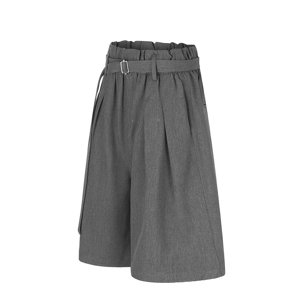 Men Solid Loose Wide‑Leg Suit Shorts, Japanese Street Style Versatile Casual 5‑Point Shorts