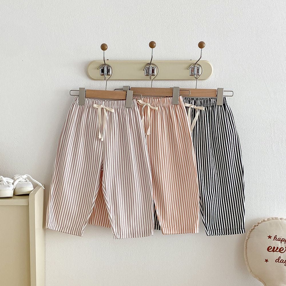 Spring Summer Striped Pants for Boys & Girls, Kids Loose Straight Leg Casual Trousers, Wide Leg Breathable Anti-Mosquito Long Pants