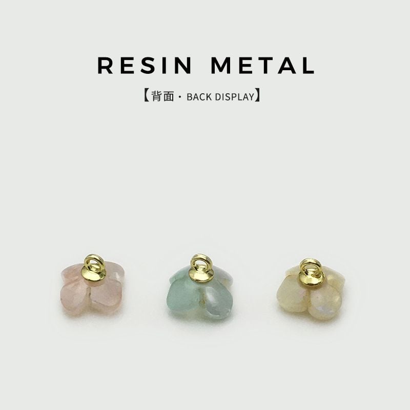 12mm Floral Resin Metal Combined Buttons, Colorful Flower Style