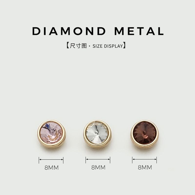 8mm Small Metal Buttons with Rhinestones & Pearls, Cuff Buttons for Men & Women Shirts
