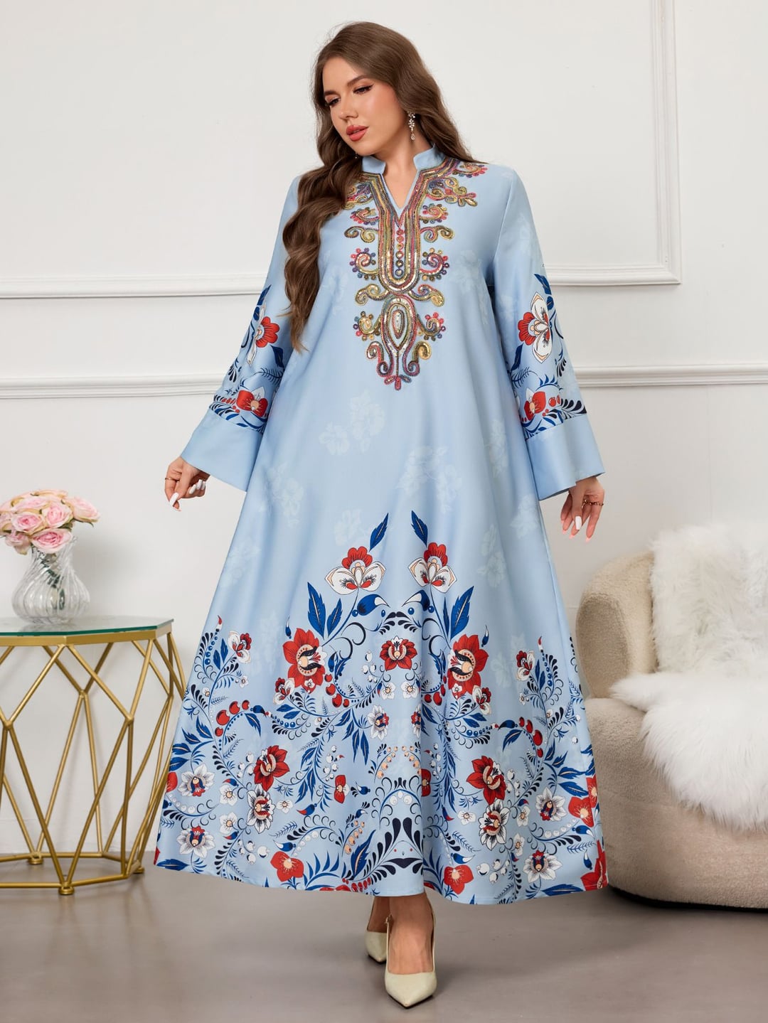 Plus Size Ethnic Style Loose Long Dress