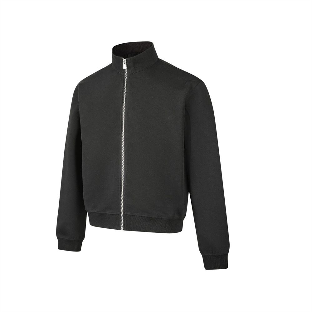 Men’s Stand‑Collar Zip‑Up Hoodie, Solid Color Loose Streetwear Short Jacket