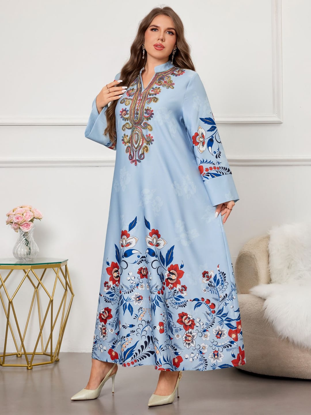 Plus Size Ethnic Style Loose Long Dress