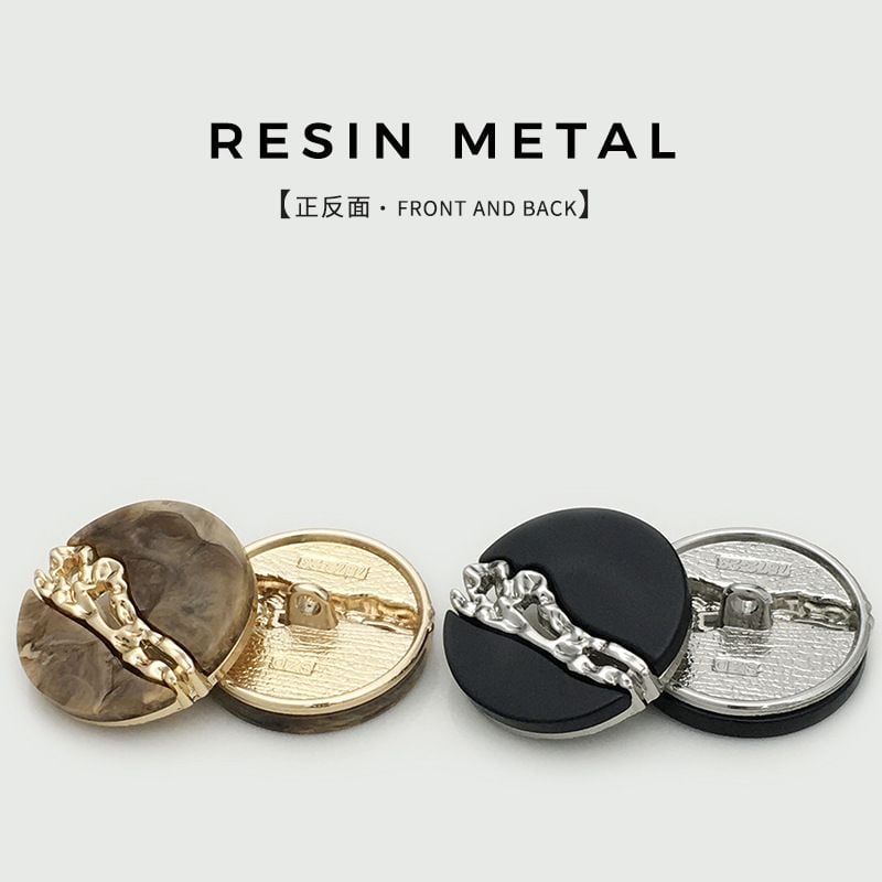 Versatile Fashion Irregular Resin & Metal Two-tone Buttons