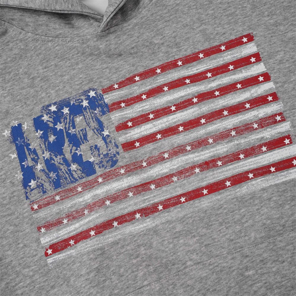 Men Vibe‑Style Pullover Hoodie, Flag‑Inspired Star & Stripe Print, Loose Western Street‑wear Sweatshirt for Spring Autumn
