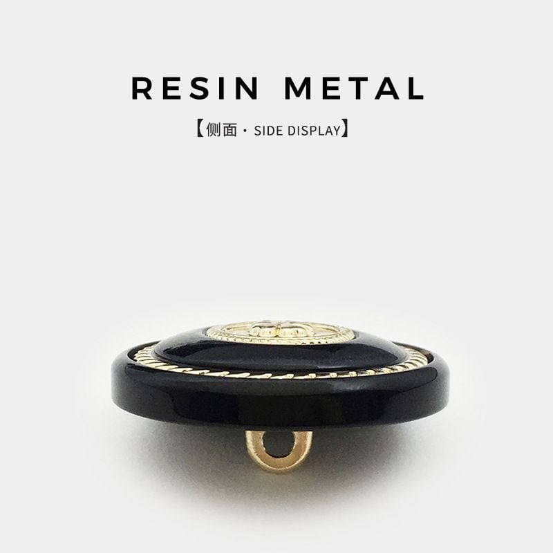 Premium Round Two-tone Resin Buttons with Metal Four-leaf Clover