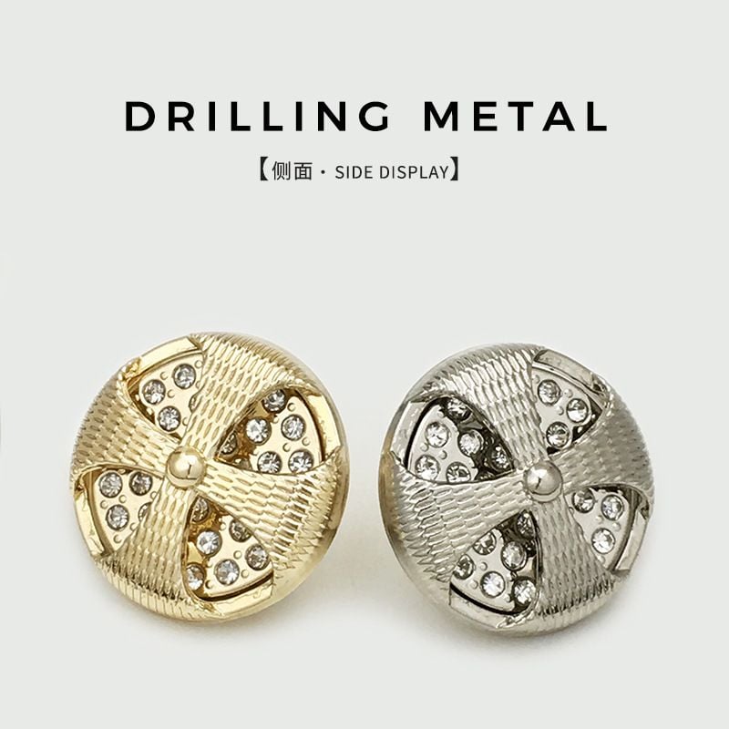 Vintage Hollow Metal Buttons with Rhinestones, Elegant Decorative Fasteners